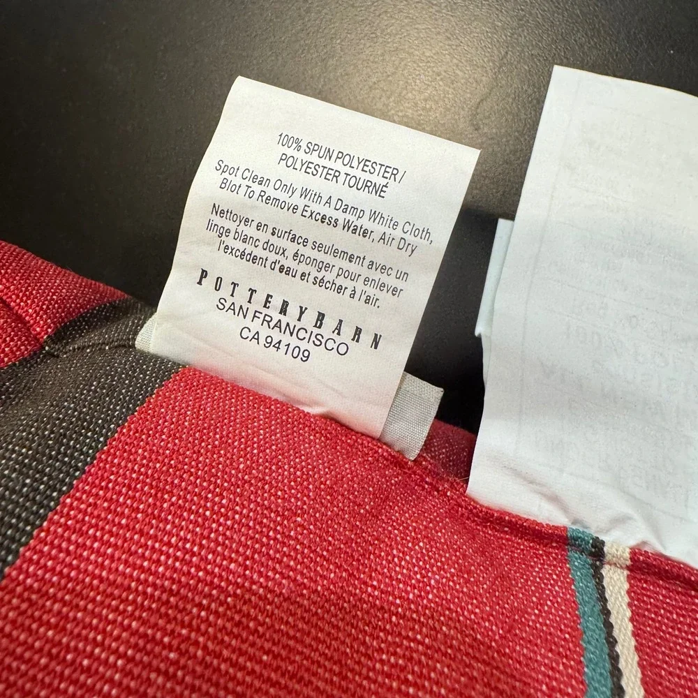 Pottery Barn Outdoor Pillow 20x20 Red Multi-Stripe Weather Resistant Accent